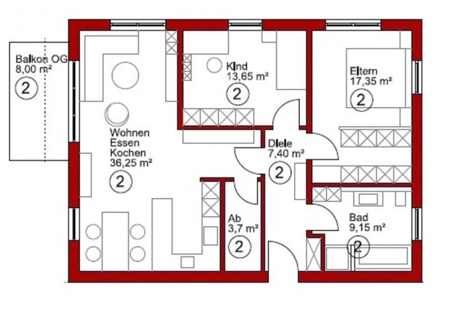Grundriss Etagenwohnung Nordendorf