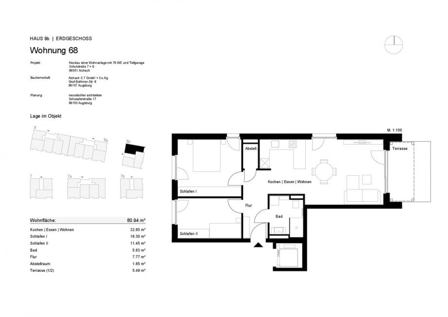 Grundriss Erdgeschosswohnung Aichach