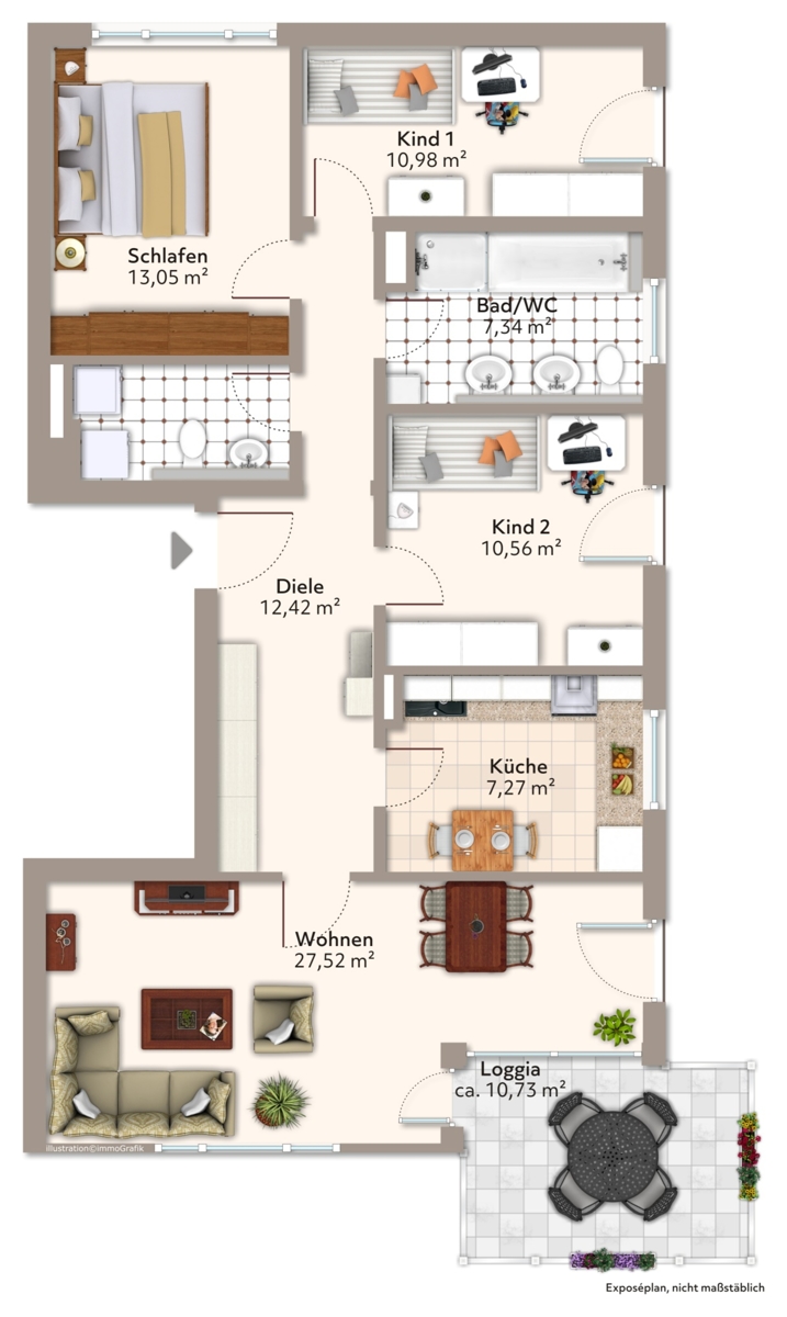 Grundriss Etagenwohnung Augsburg / Pfersee