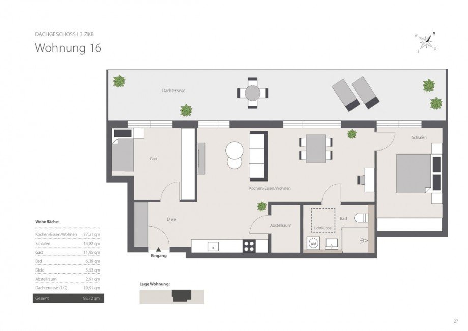 Grundriss Dachgeschosswohnung Augsburg / Kriegshaber