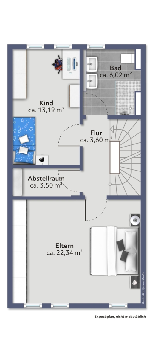 Obergeschoss Reihenmittelhaus Augsburg / Haunstetten