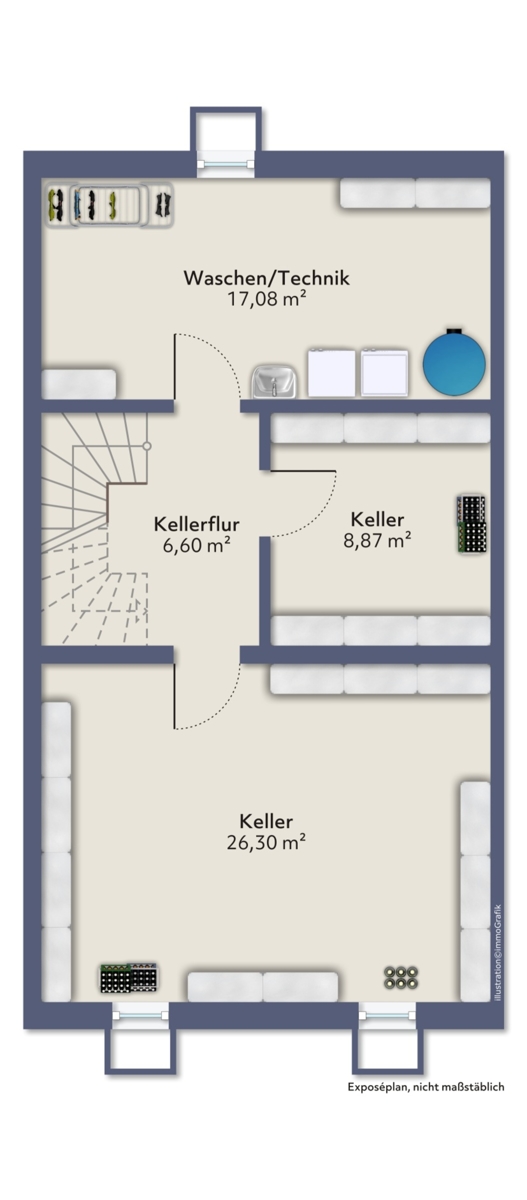 Kellergeschoss Reihenmittelhaus Augsburg