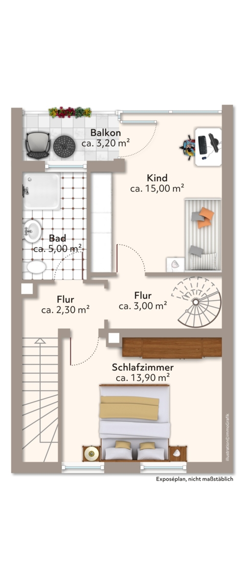 Obergeschoss Reihenmittelhaus Augsburg / Firnhaberau
