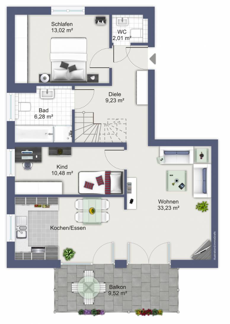OG Wohnung Nr. 3 - untere Ebene Mehrfamilienhaus Diedorf