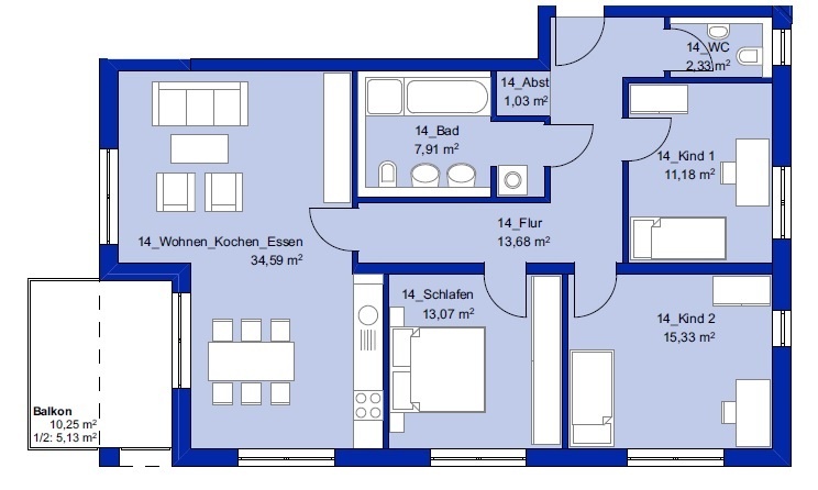 Grundriss Etagenwohnung Augsburg / Kriegshaber