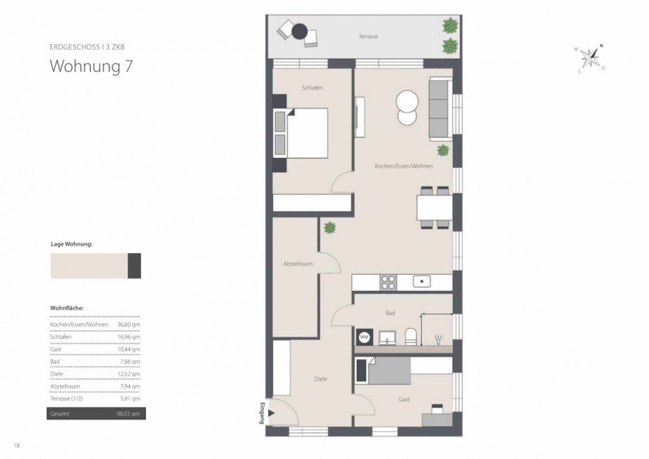 Grundriss Erdgeschosswohnung Augsburg / Kriegshaber