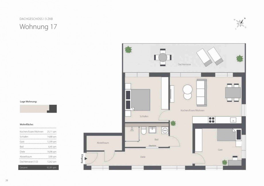 Grundriss Dachgeschosswohnung Augsburg / Kriegshaber