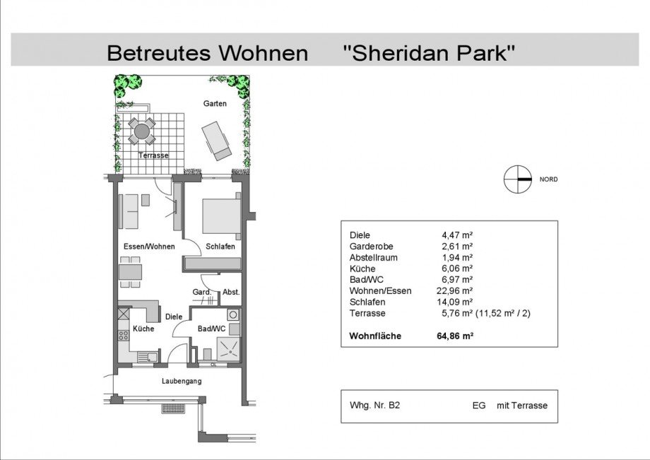 Grundriss Erdgeschosswohnung Augsburg / Pfersee