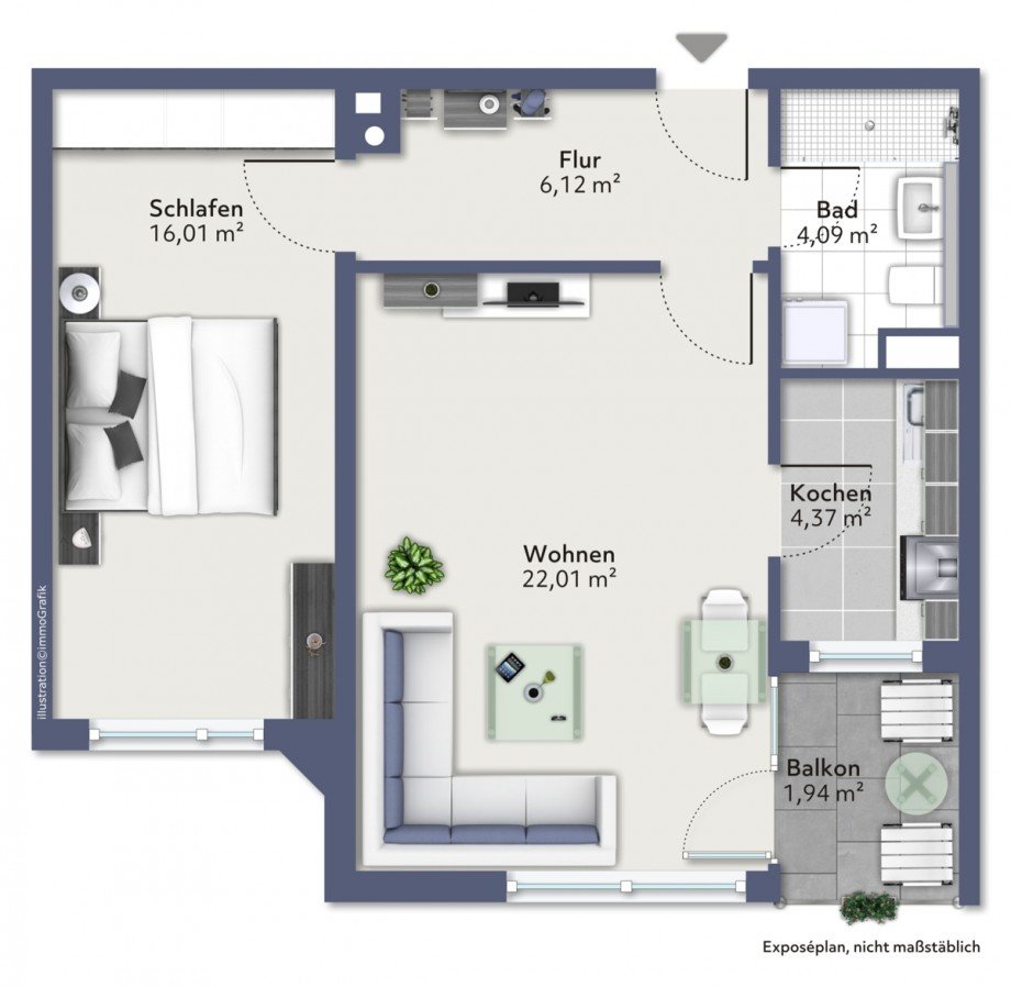 Grundriss Etagenwohnung Augsburg / Pfersee