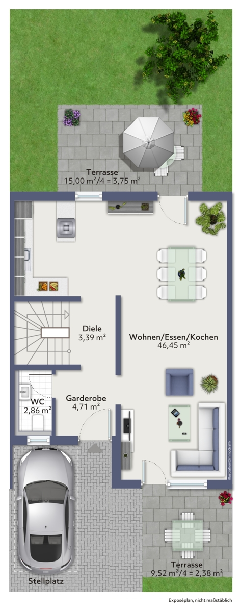 Erdgeschoss Reihenmittelhaus Augsburg / Pfersee
