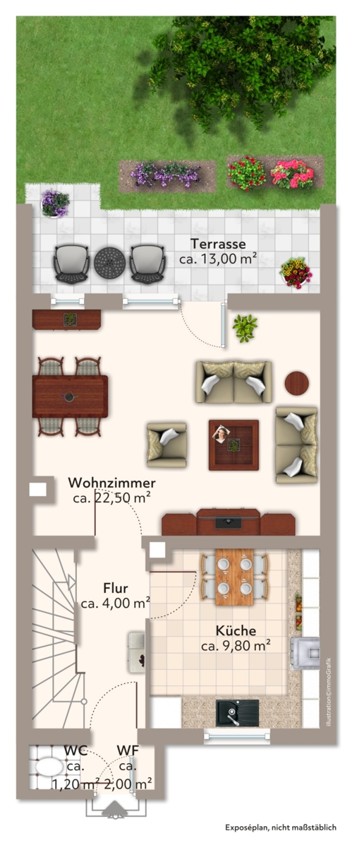 Erdgeschoss Reihenmittelhaus Augsburg / Firnhaberau