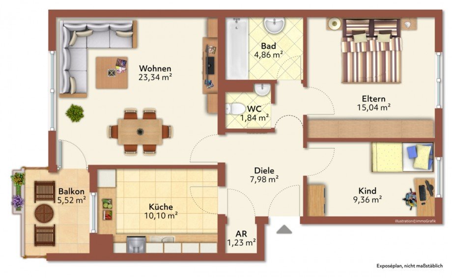 Grundriss Etagenwohnung Augsburg / Pfersee