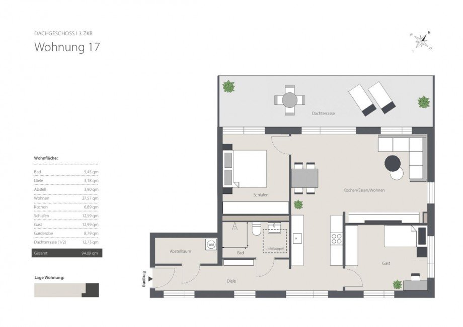 Grundriss - Alternative Dachgeschosswohnung Augsburg / Kriegshaber