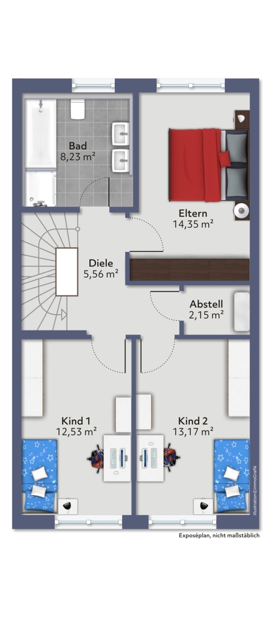 Obergeschoss Reihenmittelhaus Augsburg
